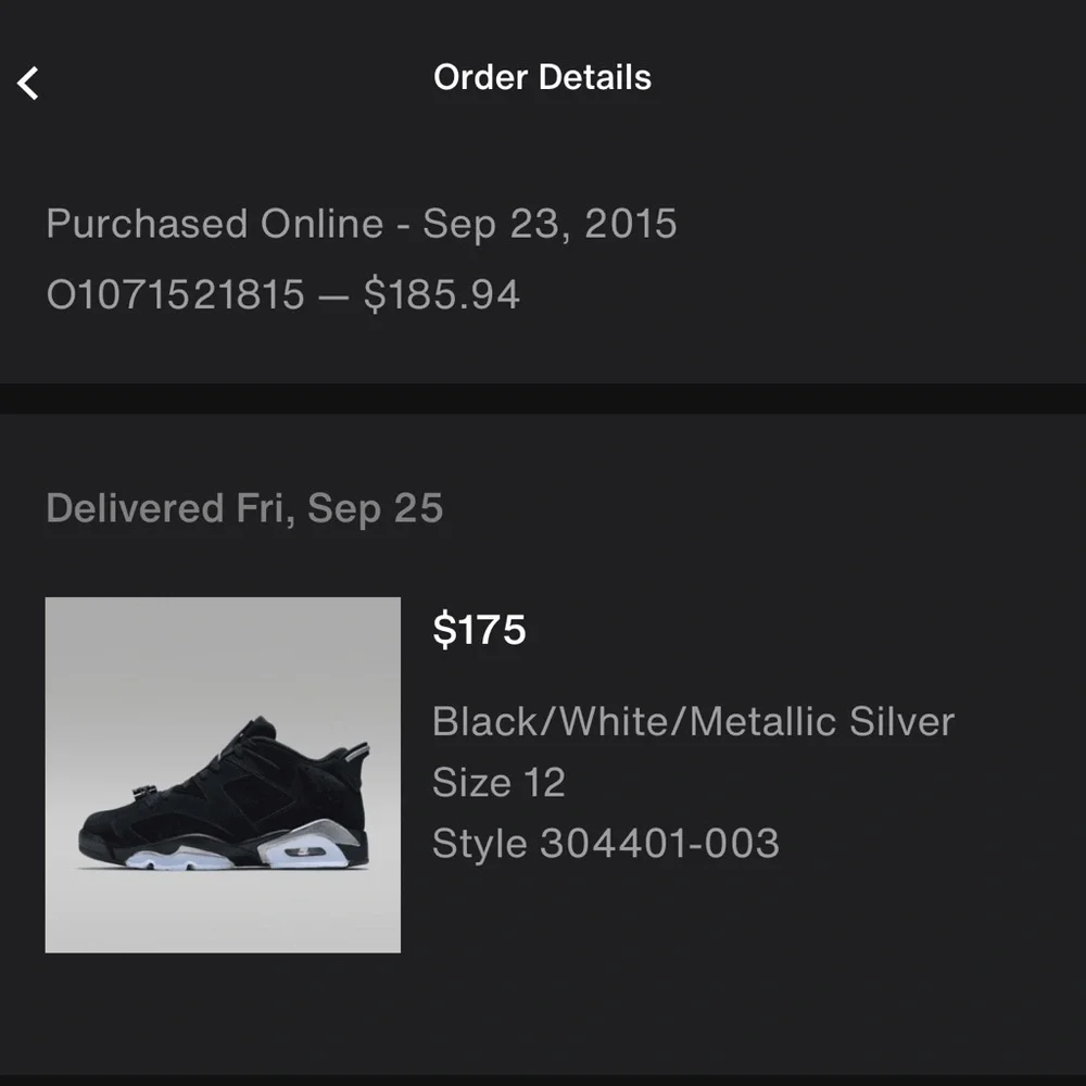 Air Jordan 6 Low Chrome Black Metallic Silver Men's Size 12 - 304401-003 - Picture 12 of 12